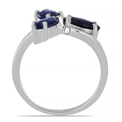 BUY 925 SILVER AUSTRALIAN BLUE SAPPHIRE GEMSTONE FLOWER RING